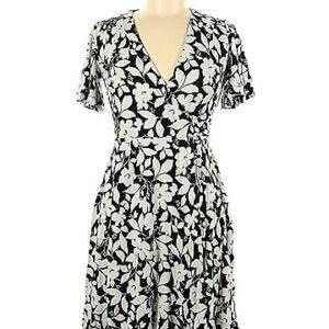 Ann Taylor Black and White Wrap Midi Dress